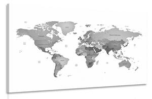 Obraz mapa světa v barvách černobílé Varianta: 90x60