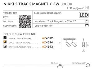 LED svítidlo do lišty Alfa Nikki 2 Track Magnetic 2X3W 3000K zlaté/Bk