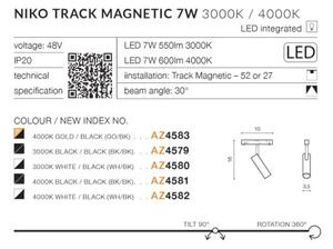 LED svítidlo do lišty Alfa Niko Track Magnetic 7W 3000K zlaté/Bk
