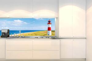 DIMEX | Fototapeta do kuchyně Maják na pláži KI-180-119 | 180 x 60 cm | zelená, modrá, červená