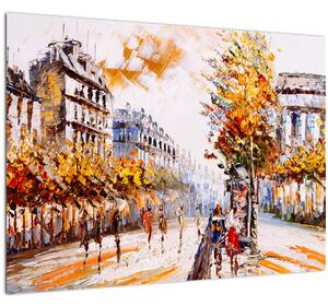 Skleněný obraz - Ulice v Paříži (70x50 cm)