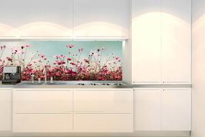 DIMEX | Fototapeta do kuchyně Jarní pole KI-180-126 | 180 x 60 cm | modrá, červená, růžová