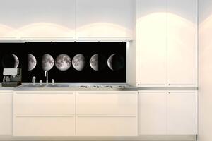 DIMEX | Fototapeta do kuchyně Fáze měsíce KI-180-146 | 180 x 60 cm | černá, šedá