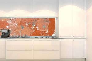DIMEX | Fototapeta do kuchyně Rozbitá zed KI-180-149 | 180 x 60 cm | oranžová, šedá