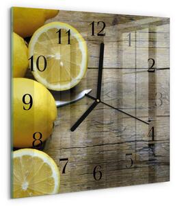 Skleněné hodiny na stěnu Šťavnaté citrony zskc-30x30-00181589