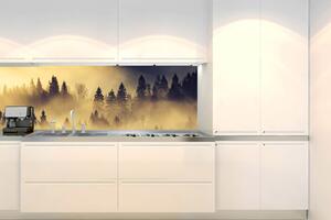 DIMEX | Fototapeta do kuchyně Lesní krajina KI-180-142 | 180 x 60 cm | černá, žlutá