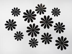 3D květy na zeď černé 12 ks průměr 5 cm až 9,4 cm