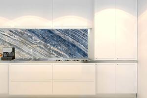 DIMEX | Fototapeta do kuchyně Žíhaný mramor KI-180-154 | 180 x 60 cm | modrá, bílá, šedá
