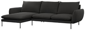 -25 % Dny MOMENTI– Cosmopolitan Design Černá bouclé rohová pohovka Vienna 255 cm, levá