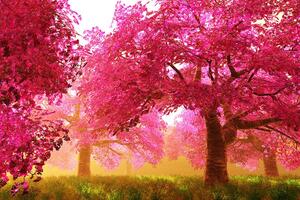 Fototapeta rozkvetlé stromy třešně