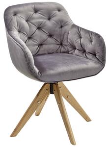 ŽIDLE S PODRUČKAMI, železo, velur, šedá, barvy dubu Landscape - Čalouněné židle