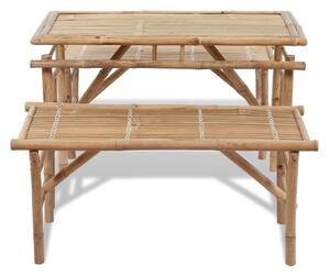 Pivní set / piknikový stůl - 3 kusy - bambus - skládací