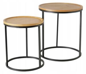 Kávový stolek Boltze kulatý 40 x 40 x 45,5 cm, černý, odstíny hnědé