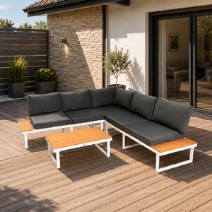 Furnigo Zahradní kovový set Malaga - bílý/antracit polštáře