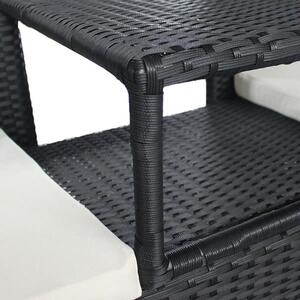 Dvousedačková lavička s čajovým stolkem - polyratanová | černá