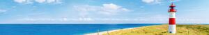 DIMEX | Fototapeta do kuchyně Maják na pláži KI-350-119 | 350 x 60 cm | zelená, modrá, červená