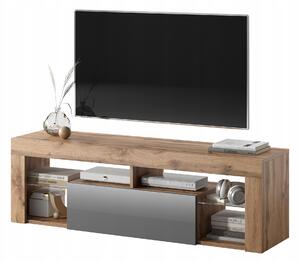 TV stolek Bianko 140 Cm Dub / Šedý lesk s LED