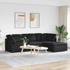 Modulární pohovka s podnožkou&polštáře černá látka 3321299