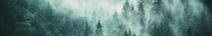 DIMEX | Fototapeta do kuchyně Mlha v lese KI-350-140 | 350 x 60 cm | zelená, šedá