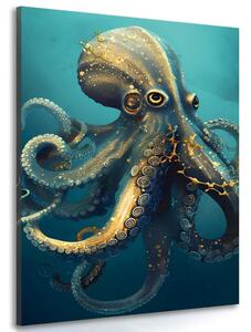Obraz modro-zlatá chobotnice Varianta: 60x90