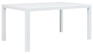 Zahradní stůl - bílý - plastový ratanový vzhled | 150x90x72 cm