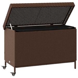 Zahradní úložný box s kolečky hnědý 110x55x73 cm polyratan