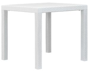 Zahradní stůl - bílý - plastový ratanový vzhled | 79x79x72 cm