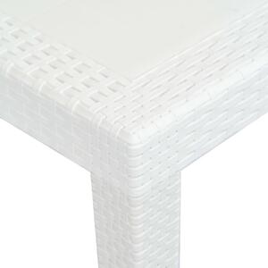 Zahradní stůl - bílý - plastový ratanový vzhled | 150x90x72 cm