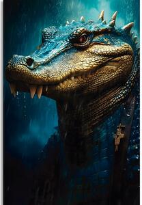 Obraz modro-zlatý krokodýl Varianta: 80x120