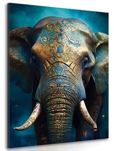 Obraz modro-zlatý slon Varianta: 60x90
