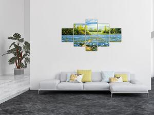 Obraz - Cestička v poli, olejomalba (125x70 cm)