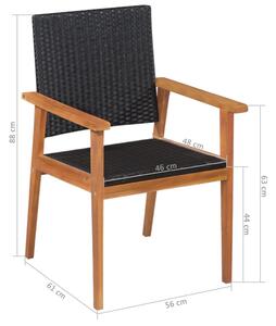 Zahradní židle - 2 ks - polyratan | černé a hnědé