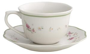 Sada 2 šálků s podšálky na čaj / kávu 200ml Nonna Rosa BRANDANI (barva - porcelán, bílá/růžová)