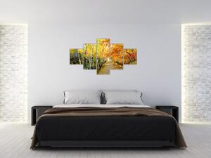Obraz - Romantická alej podél vody, olejomalba (125x70 cm)