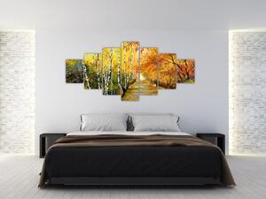 Obraz - Romantická alej podél vody, olejomalba (210x100 cm)