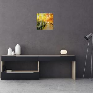 Obraz - Romantická alej podél vody, olejomalba (30x30 cm)