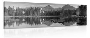 Obraz nádherné panorama hor u jezera v černobílém provedení Varianta: 150x50