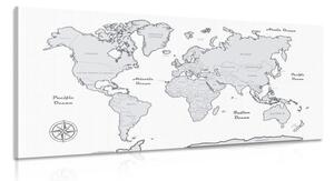 Obraz béžová mapa světa na modrém pozadí Varianta: 120x60