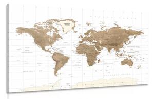 Obraz nádherná vintage mapa světa s bílým pozadím