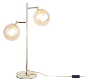 Stolní lampa se 2 žárovky Shimmer Leitmotiv (Barva-třpytivá mosaz, jantarové sklo)