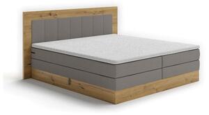 Postel Boxspring Marc 180x200, šedá,dub vč. matrace a topperu