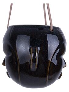 Závěsný porcelánový kulatý květináč Mask Round Present Time (Barva-tmavě hnědá)