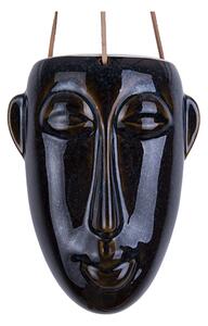 Závěsný porcelánový dlouhý květináč Mask Long Present Time (Barva-tmavě hnědá)
