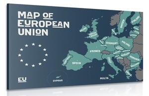 Obraz naučná mapa s názvy zemí evropské unie Varianta: 120x80