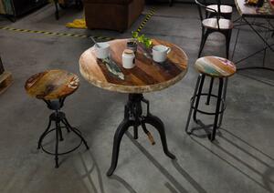 INDUSTRY Kulatý stůl 75x75 cm, litina a staré dřevo