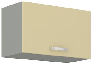 60 cm skříňka horní jednodveřová (otevírání nahoru) Barevné provedení: Karmen - Šedá/Krémový lesk
