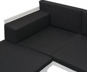Zahradní sedací souprava - 13 ks - textil a hliník | černobílá