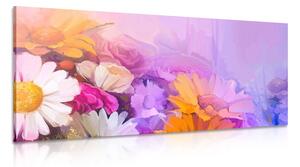 Obraz olejomalba pestrobarevných květů Varianta: 150x50