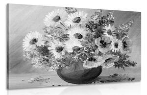Obraz olejomalba letních květů v černobílém provedení Varianta: 60x40