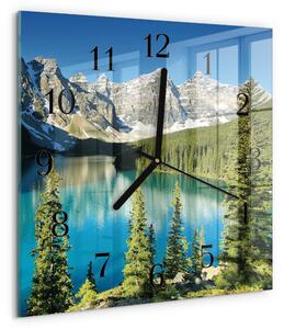Skleněné hodiny na stěnu Horská příroda zskc-30x30-00177543